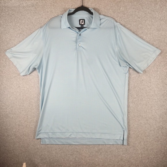 Other - FootJoy ProDry Stretch Golf Polo Shirt Mens‎ M Blue Houndstooth Moisture Wicking